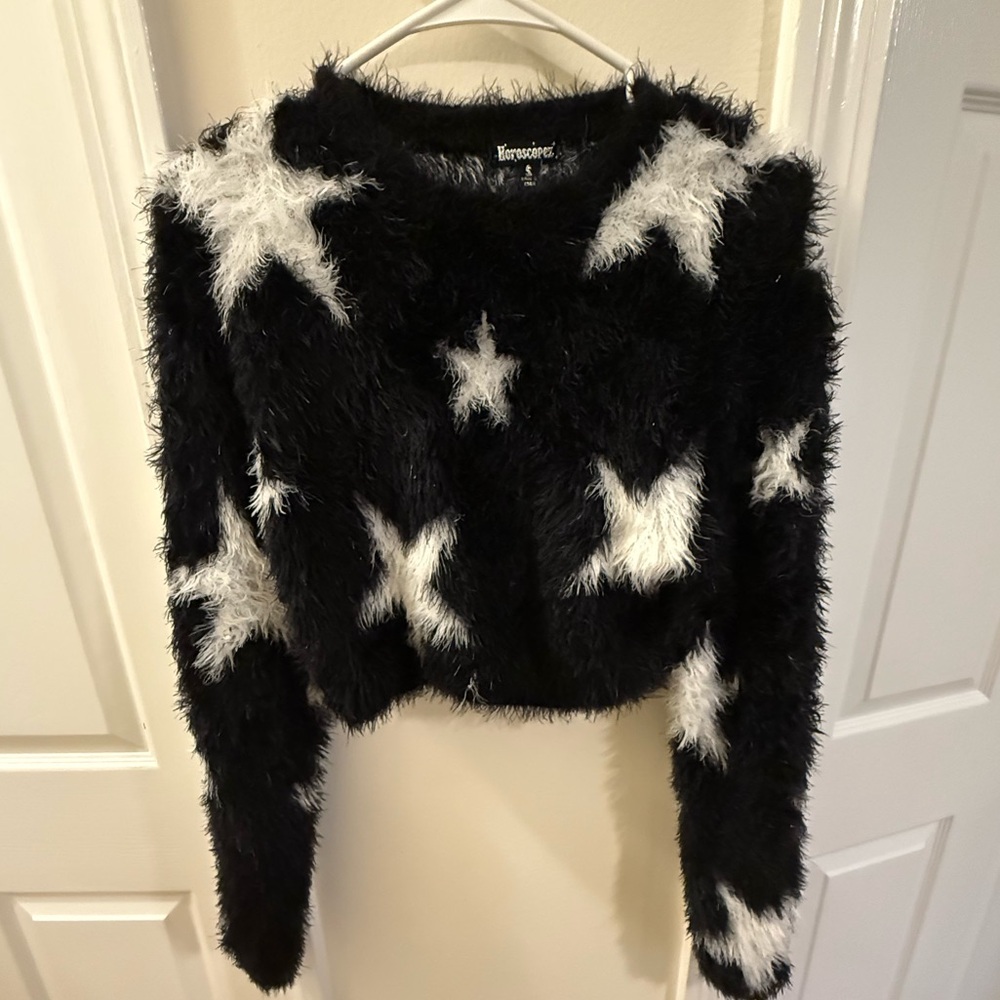 Black and White Star Printed Sweater from Dolls Kill